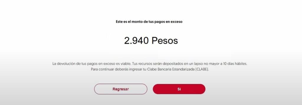 paso 4 aceptar el monto total de devolución